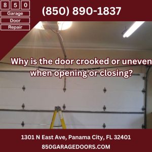 Why is the door crooked or uneven when opening or closing?