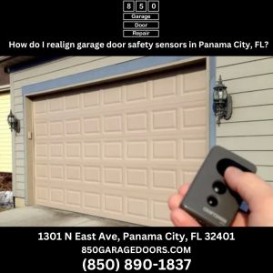 How do I realign garage door safety sensors in Panama City, FL?