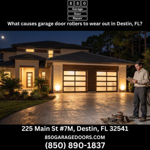 What causes garage door rollers to wear out in Destin, FL?